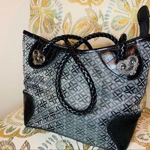 Bueno Handbag Heart Accents Braided Handles